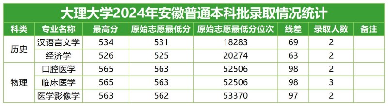 大理大學(xué)2024安徽分專業(yè)錄取分?jǐn)?shù)線.jpg