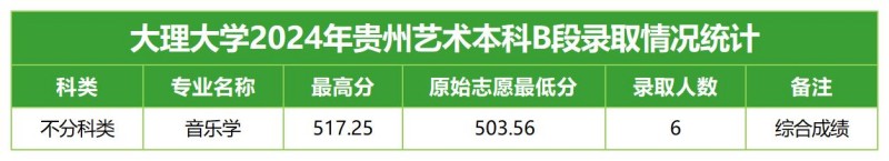 大理大學(xué)2024貴州藝術(shù)類分專業(yè)錄取分?jǐn)?shù)線.jpg