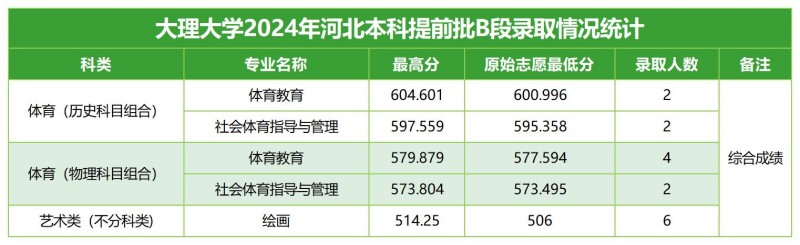 大理大學(xué)2024河北藝術(shù)體育類分專業(yè)錄取分?jǐn)?shù)線.jpg