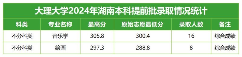大理大學(xué)2024湖南藝術(shù)類提前批分專業(yè)錄取分?jǐn)?shù)線.jpg