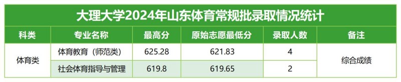 大理大學(xué)2024山東體育類分專業(yè)錄取分?jǐn)?shù)線.jpg