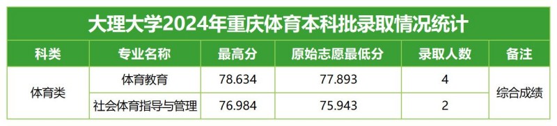 大理大學(xué)2024重慶體育類分專業(yè)錄取分?jǐn)?shù)線.jpg